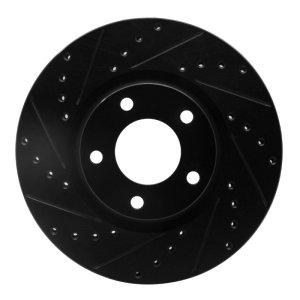 Mazda 3 Brake Rotor (1) - Front Left - R1 Concepts - Drilled & Slotted - Black - `04-`15